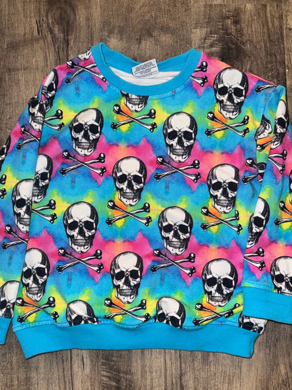 Bums & Roses Skull Rainbow Crewneck Sweatshirt 3T EUC